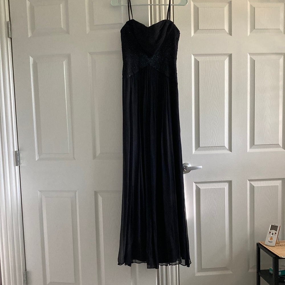 Black Silk Beaded BCBG Max Azria Gown, Size 0